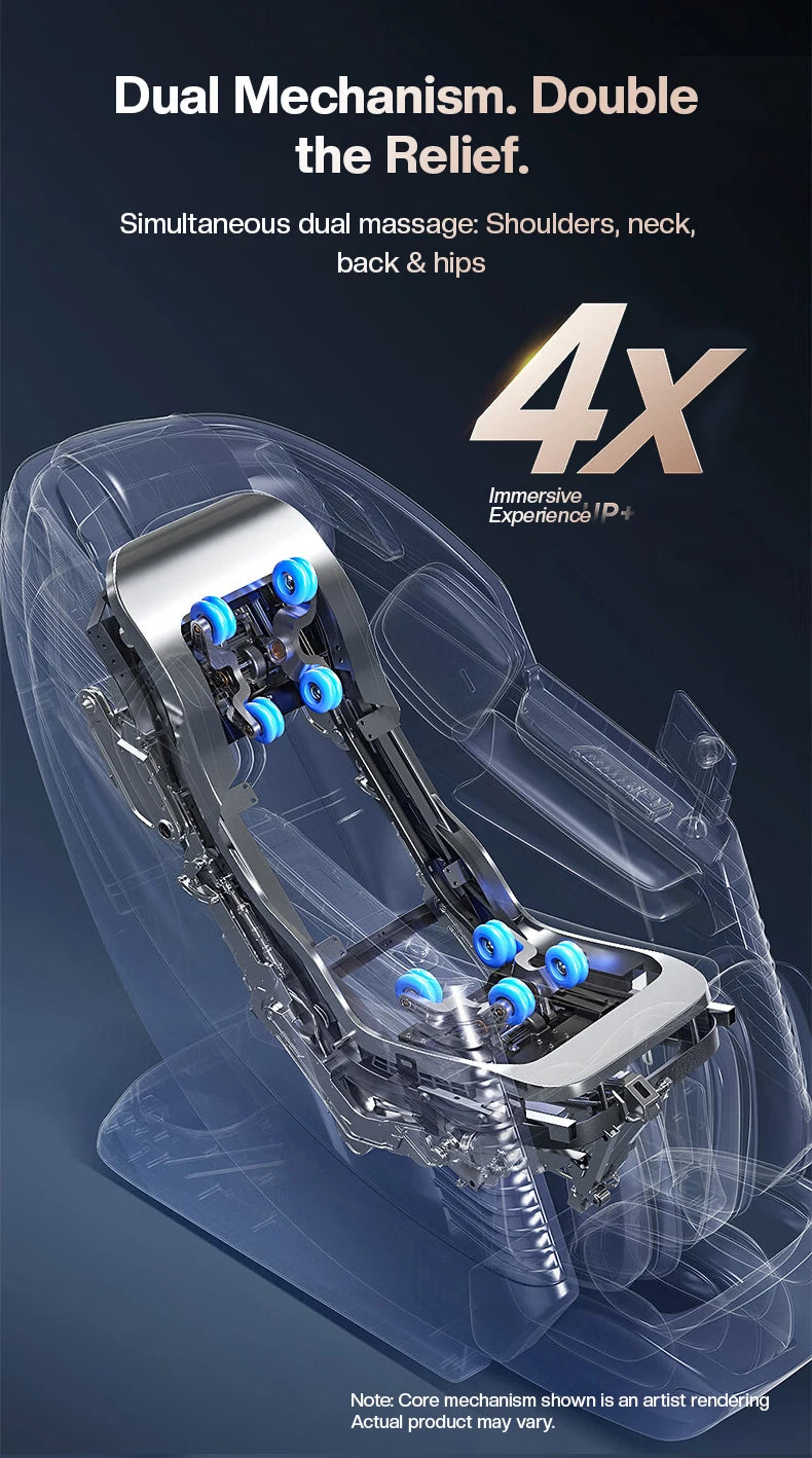 Dual Core Massage Chair Full Body 4D+3D Zero Gravity SL-Track Shiatsu Smart Massage Recliner Chairs with Body Scan, Heating