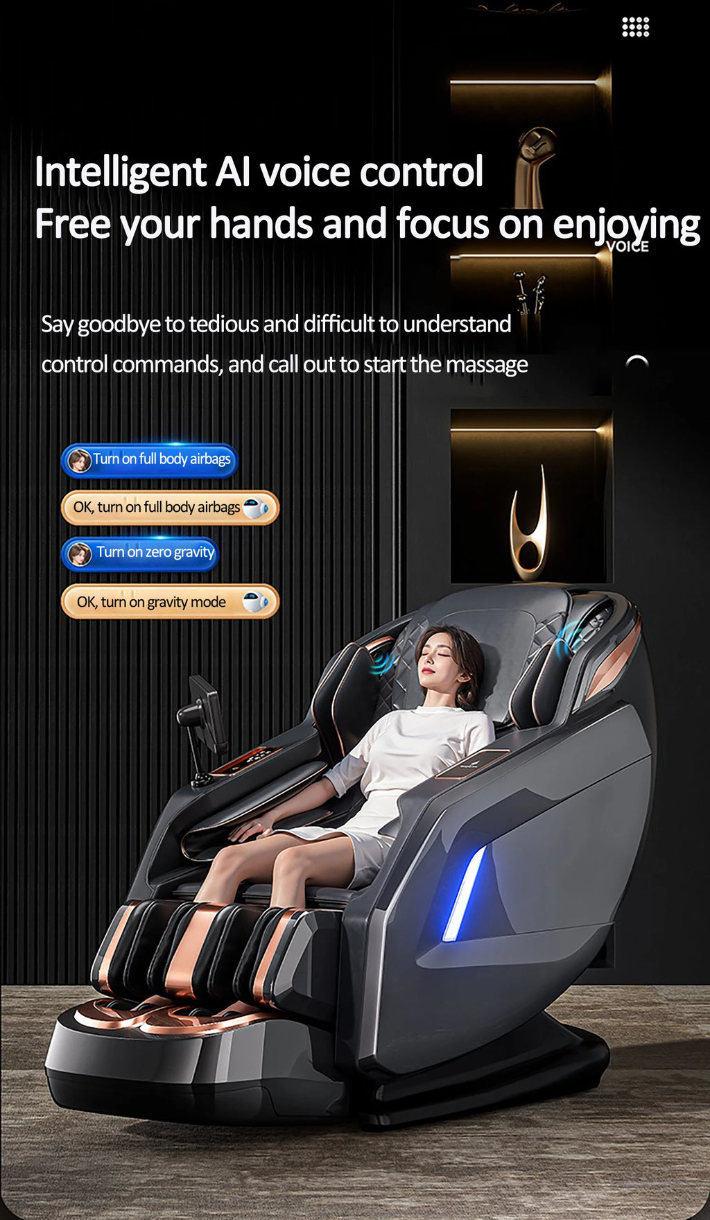 Best 4d Zero Gravity Massage Chair With SL Rail Design Full Body Airbag Massage Foot Rollers Bluetooth Audio Relaxation