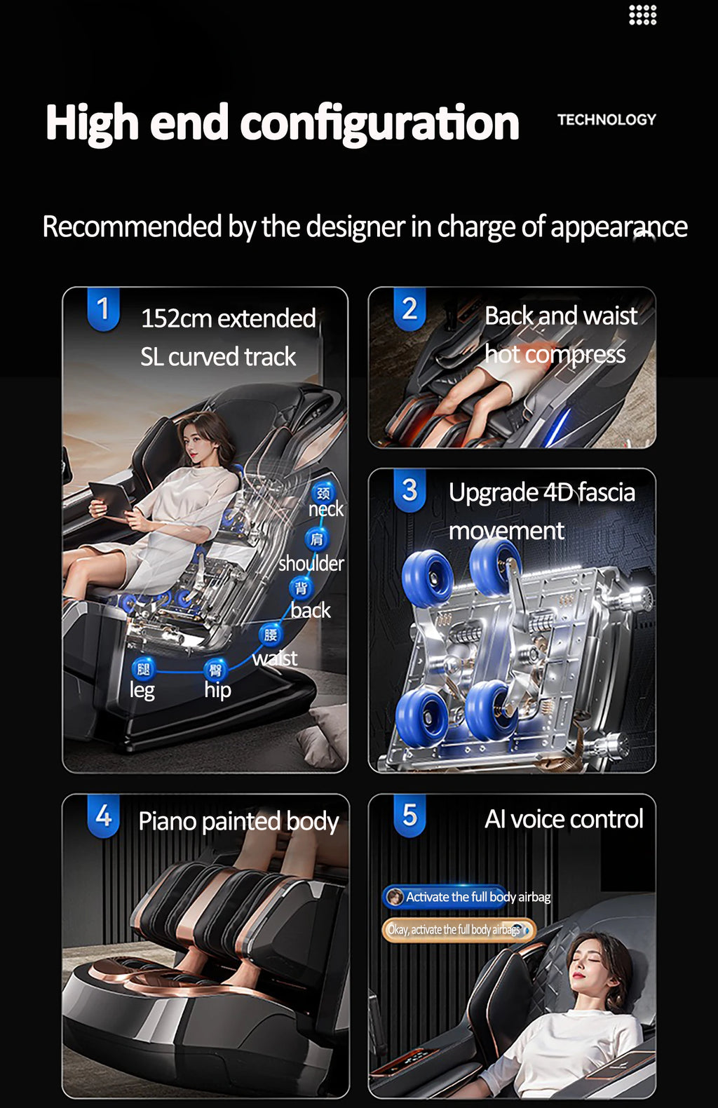 Best 4d Zero Gravity Massage Chair With SL Rail Design Full Body Airbag Massage Foot Rollers Bluetooth Audio Relaxation