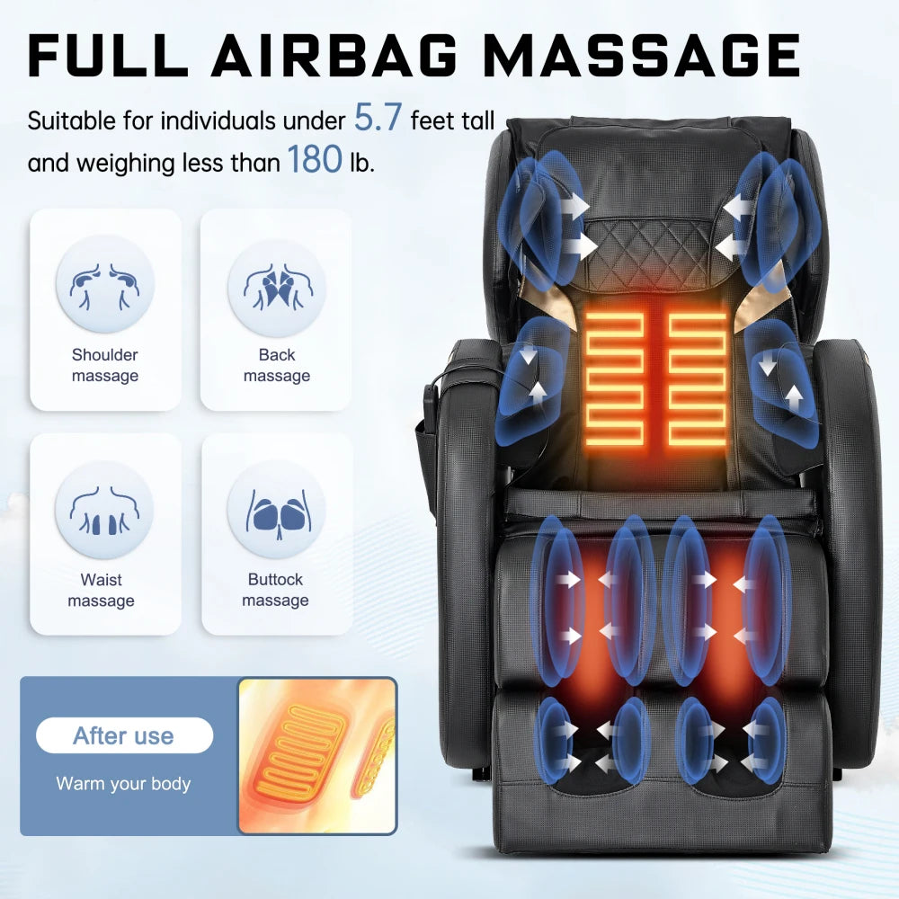 Zero Gravity 2024 Massage Chair Recliner Full Body Air Pressure 6 Rollers Heating Foot Relax Bluetooth Atmosphere Lights Gift