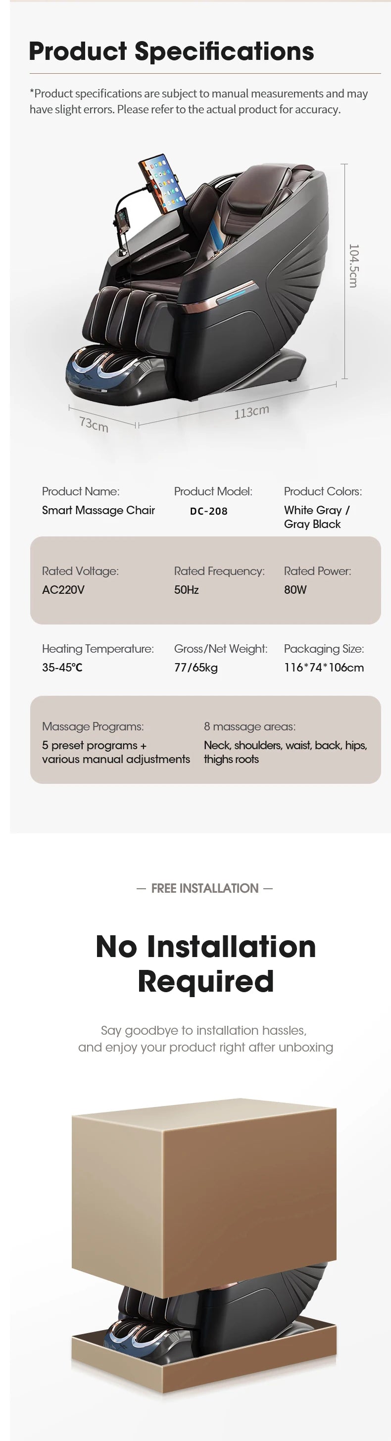 Home & Office 4D Massage Chair – Full Body SL Track, Zero Gravity, Heating, Space-Saving Design | 3-Year Warranty