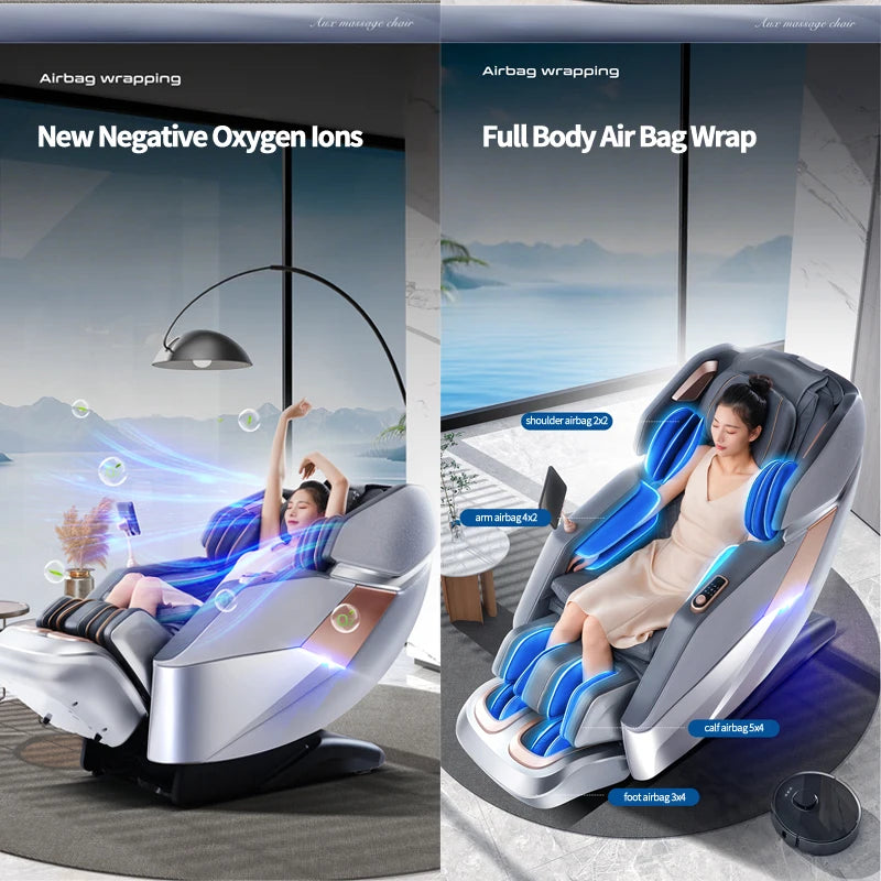 Electric Zero Gravity Massage Chair Leisure Sofa with Longer SL Track Full Body Airbag Knead Shiatsu Calf Roller for Relaxation