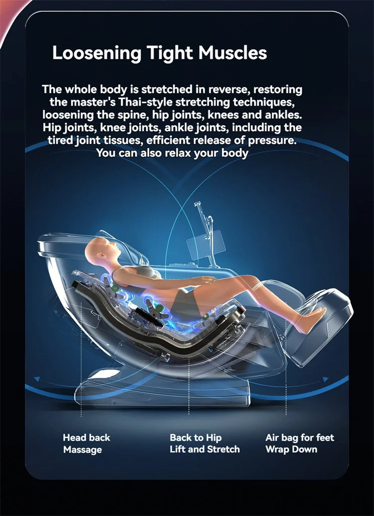 6D Smart Full Body Massage Chair Zero Gravity Relaxing Massage Recliner Chairs with SL-Track Bluetooth Speaker Heating Massage