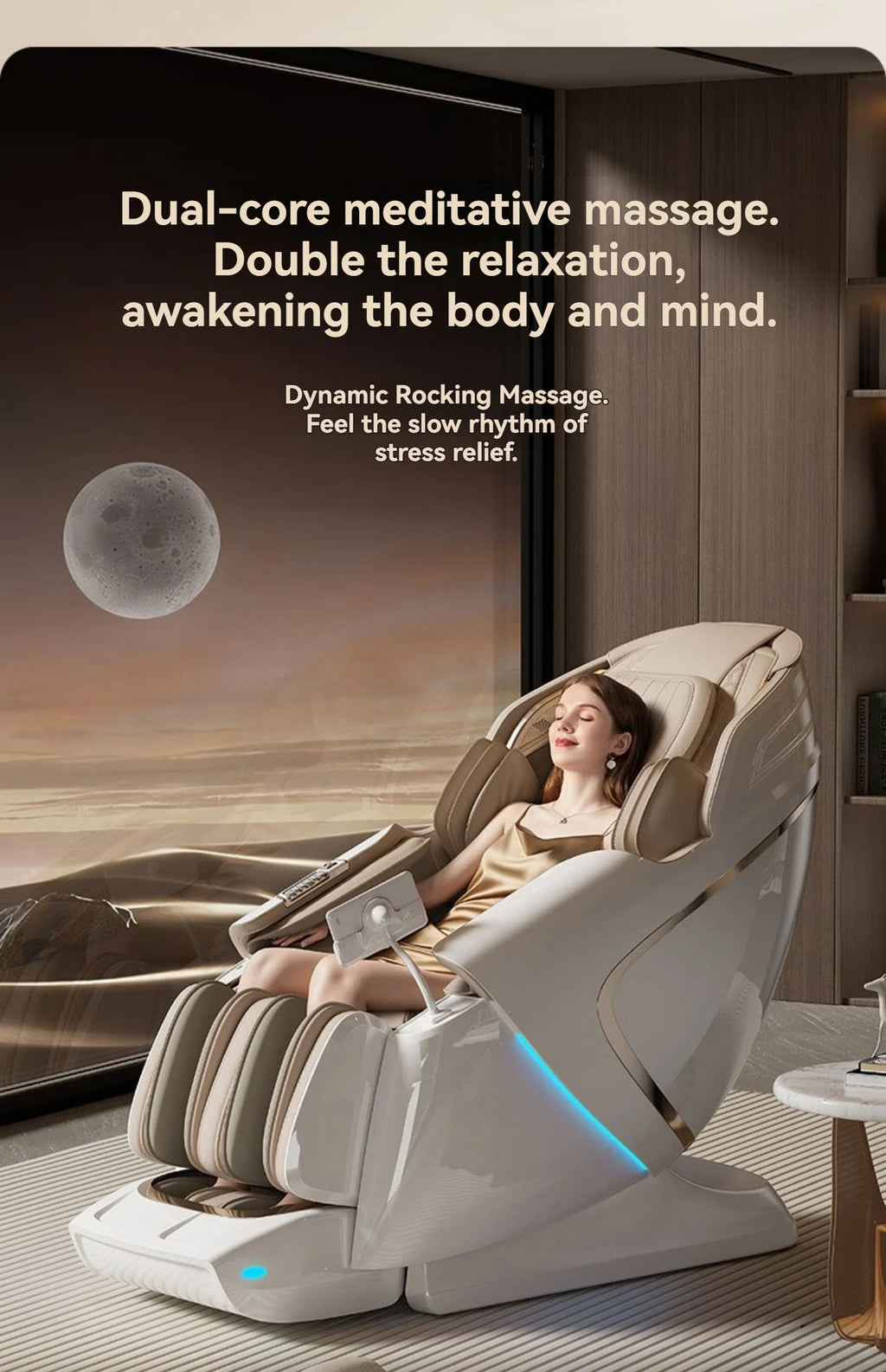 4D+4D Electric Massage Chair Full Body 24 Modes Zero Gravity SL-Track Shiatsu Smart Auto Massage Chairs with Heat System Massage