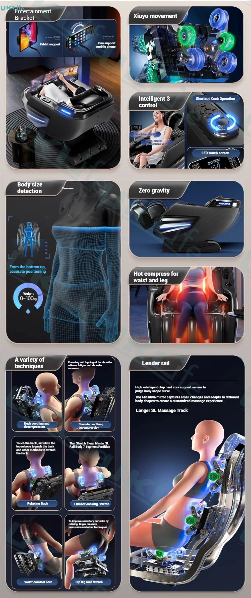 6D Jade 6-Roller Massage Chair w/ Thai Stretch, Zero Gravity & AI Voice - Shiatsu Recliner for Home/Office, 3-Year Warranty