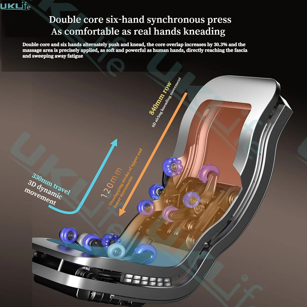 6D Massage Chair Zero Gravity SL Track Body Recliner with Heat AI Voice Control Thai Stretch for Home Office Use
