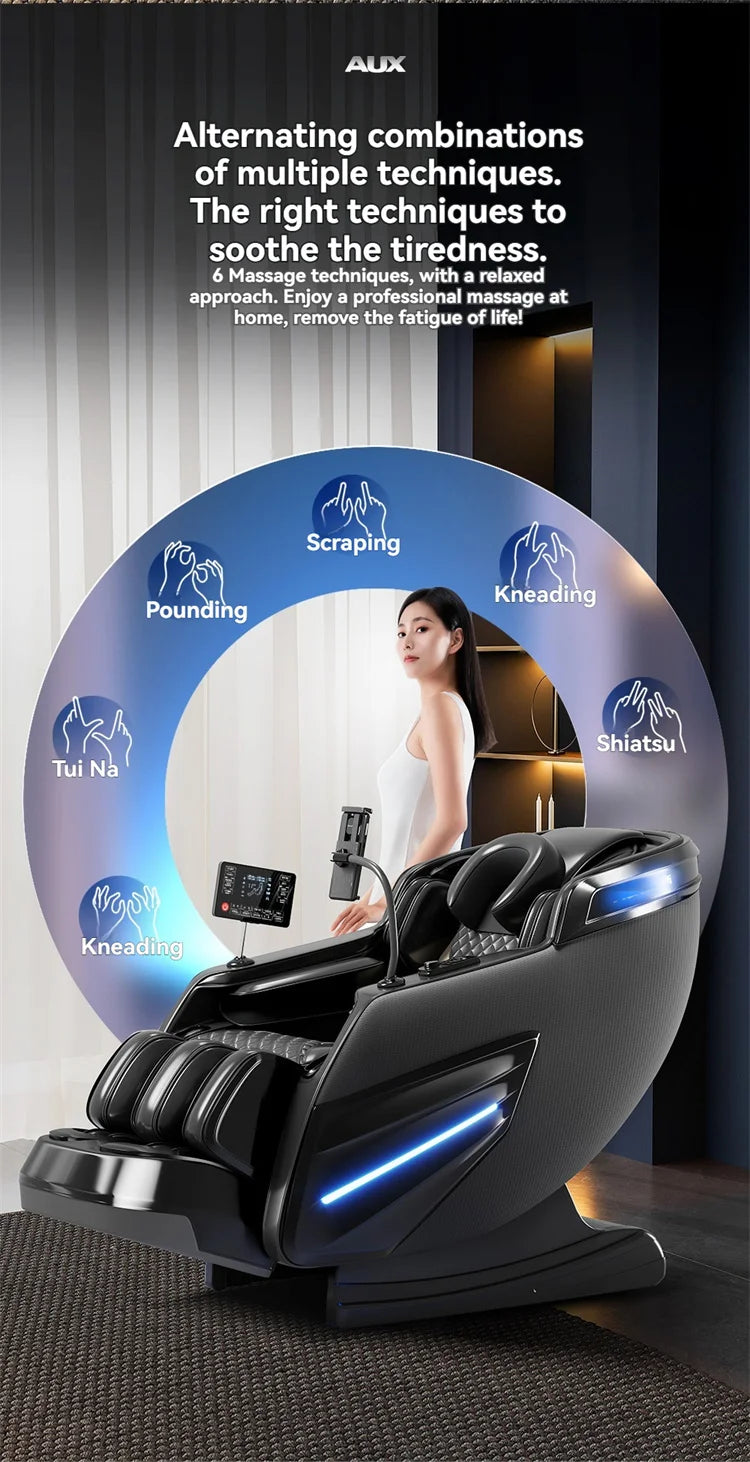 6D Smart Full Body Massage Chair Zero Gravity Relaxing Massage Recliner Chairs with SL-Track Bluetooth Speaker Heating Massage