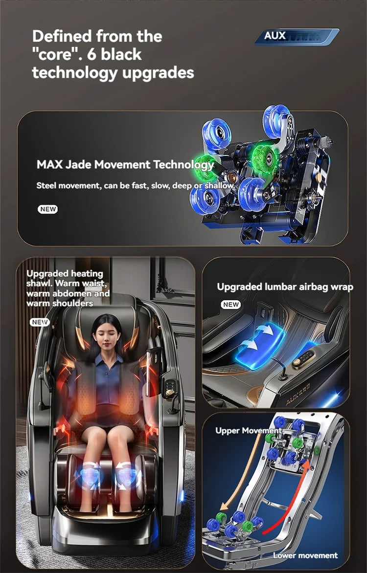 6D+6D Massage Chair Full Body Zero Gravity SL-Track Shiatsu Heating Massage Chairs with Body Scan Yoga Stretch Calf Extension