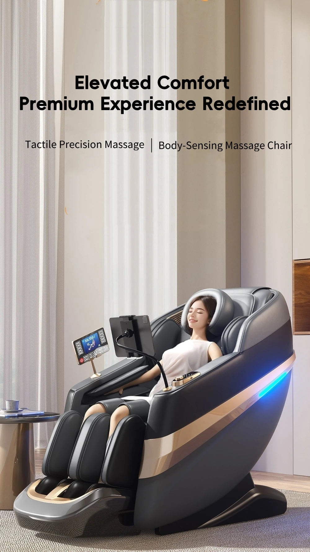 Jade-Inspired 4D Flex Mechanism SL-Track Massage Chair Lotus-Silicone Massage Nodes with Calf Kneading Roller Home Leisure Sofa