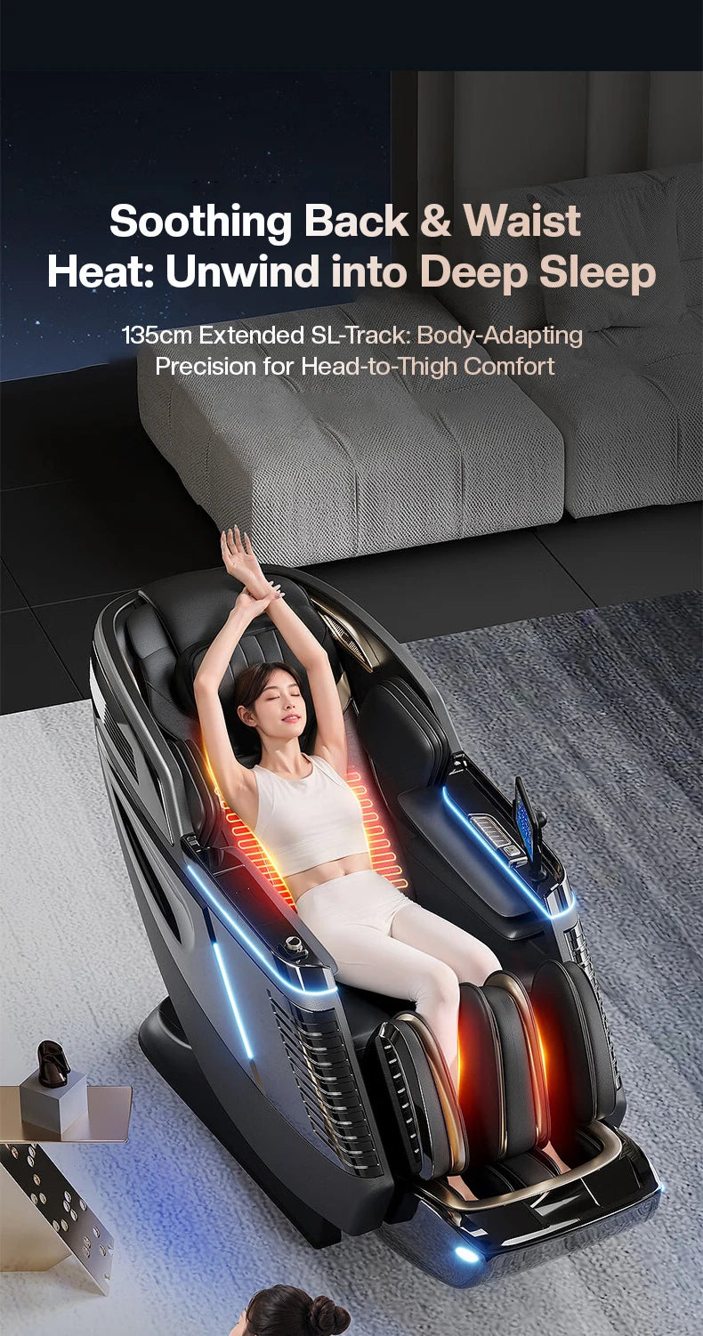 Dual Core Massage Chair Full Body 4D+3D Zero Gravity SL-Track Shiatsu Smart Massage Recliner Chairs with Body Scan, Heating