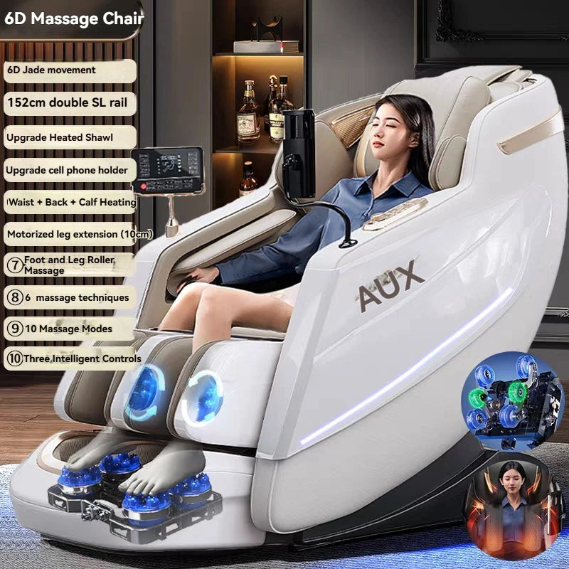 6D+6D Massage Chair Full Body Zero Gravity SL-Track Shiatsu Heating Massage Chairs with Body Scan Yoga Stretch Calf Extension