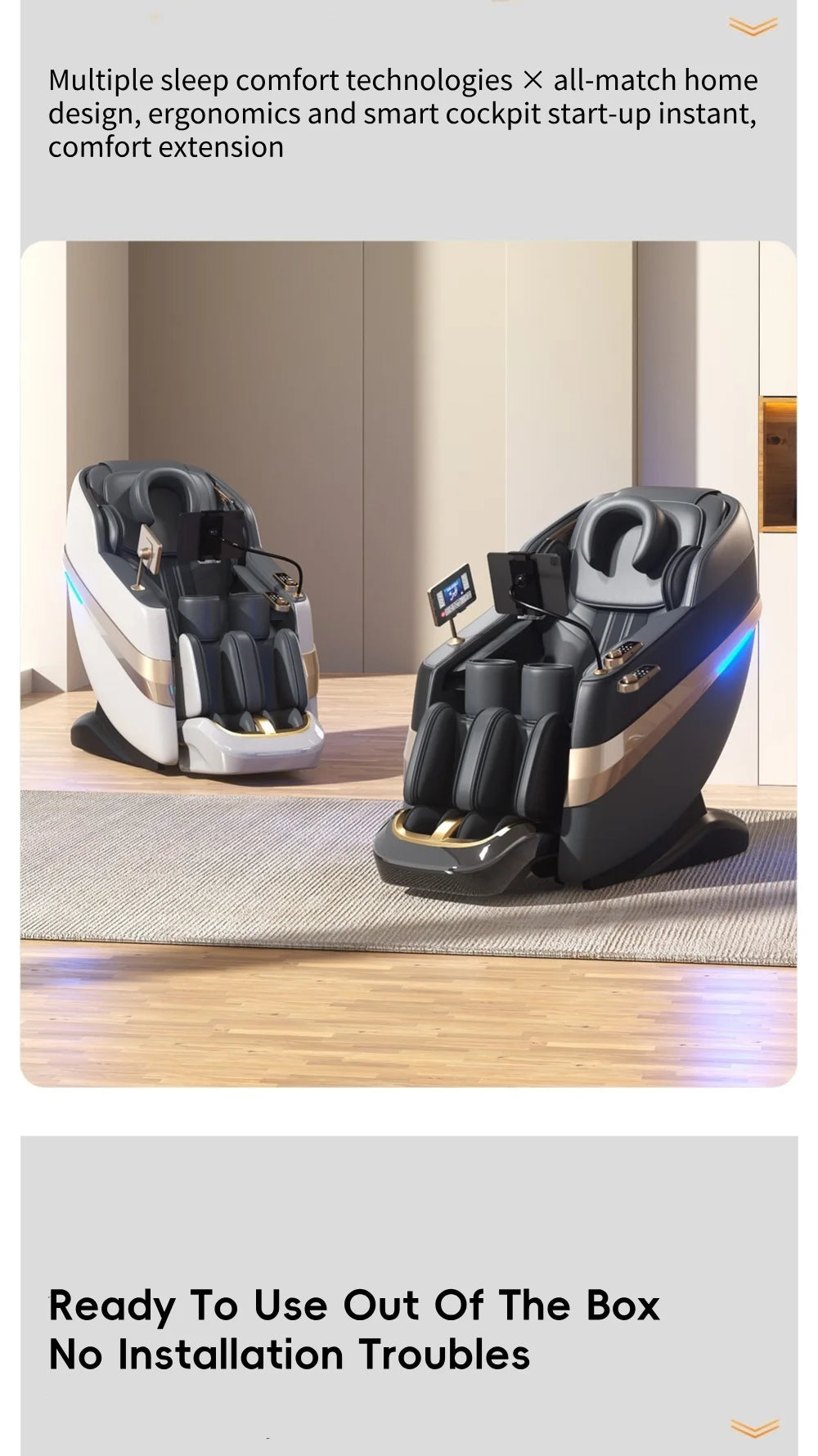 Jade-Inspired 4D Flex Mechanism SL-Track Massage Chair Lotus-Silicone Massage Nodes with Calf Kneading Roller Home Leisure Sofa