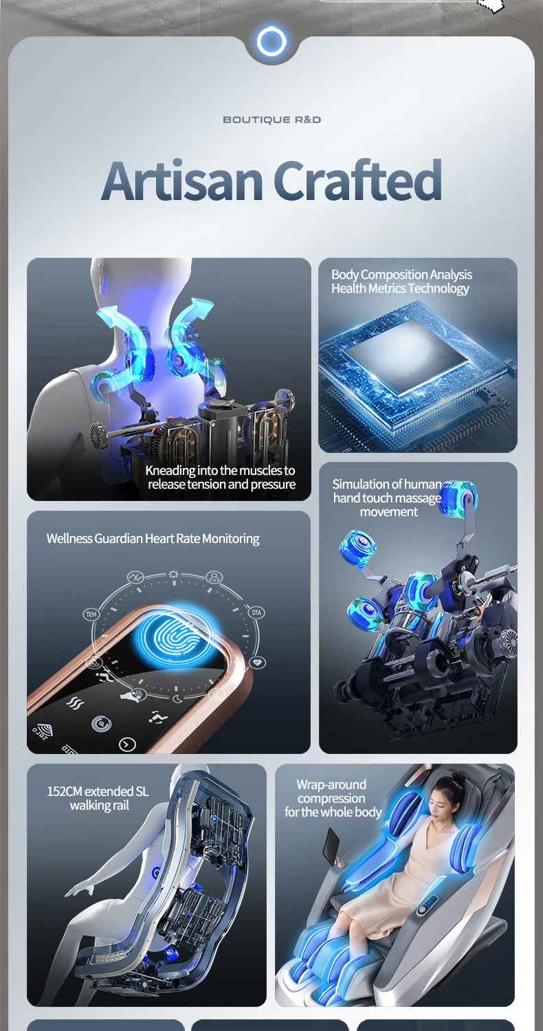 Electric Zero Gravity Massage Chair Leisure Sofa with Longer SL Track Full Body Airbag Knead Shiatsu Calf Roller for Relaxation