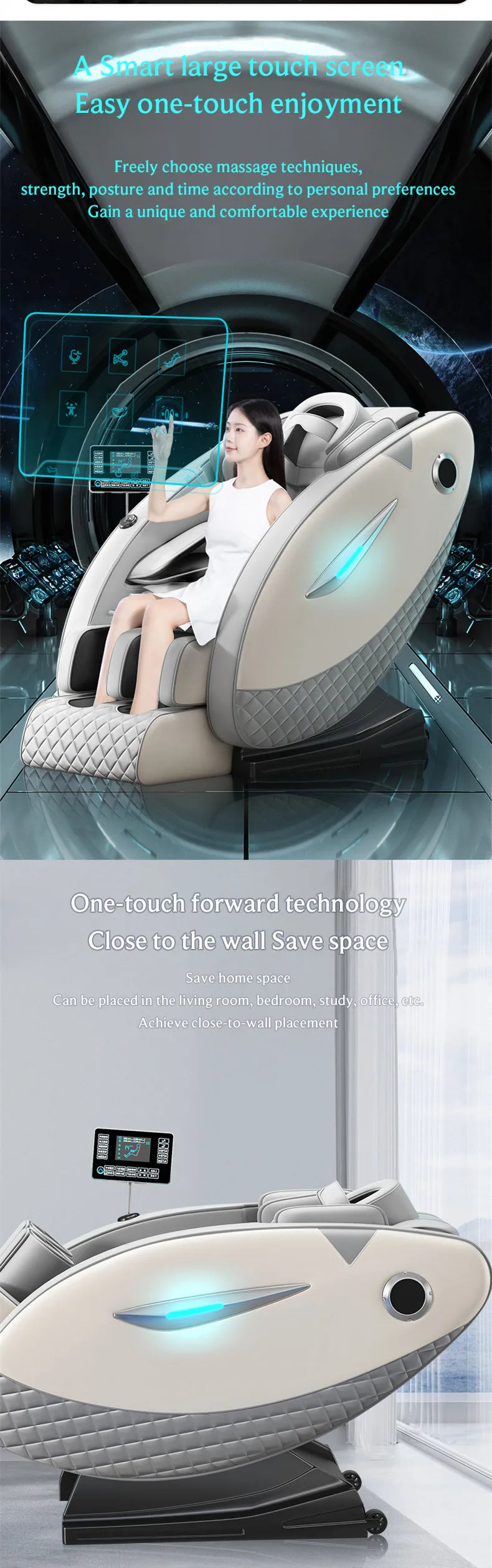 4D Relaxation Massage Chair Full Body 2025 Zero Gravity SL-Track Shiatsu Massage Recliner Chairs with Bluetooth Speaker AI Contr