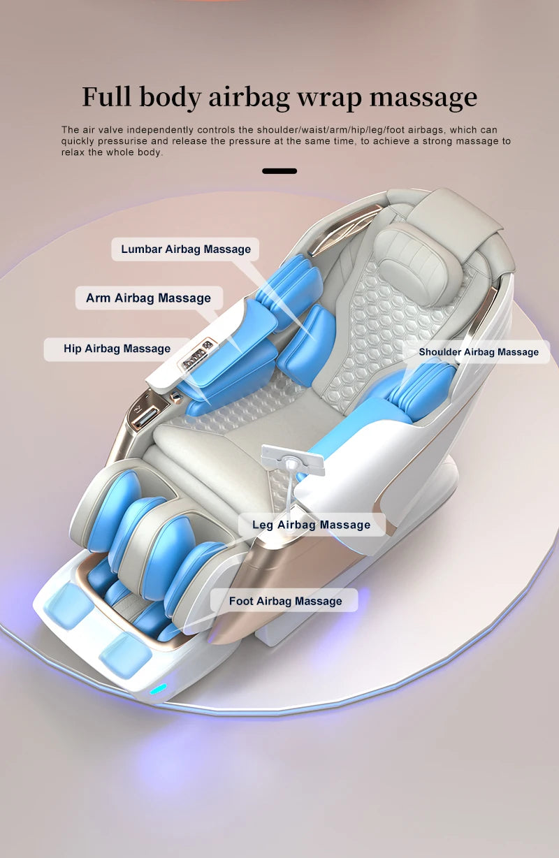 Electric Full Body Massage Chair 4D+3D Zero Gravity SL Track Dual Core Thai Stretch Smart Full Body Relaxation Massage Chairs