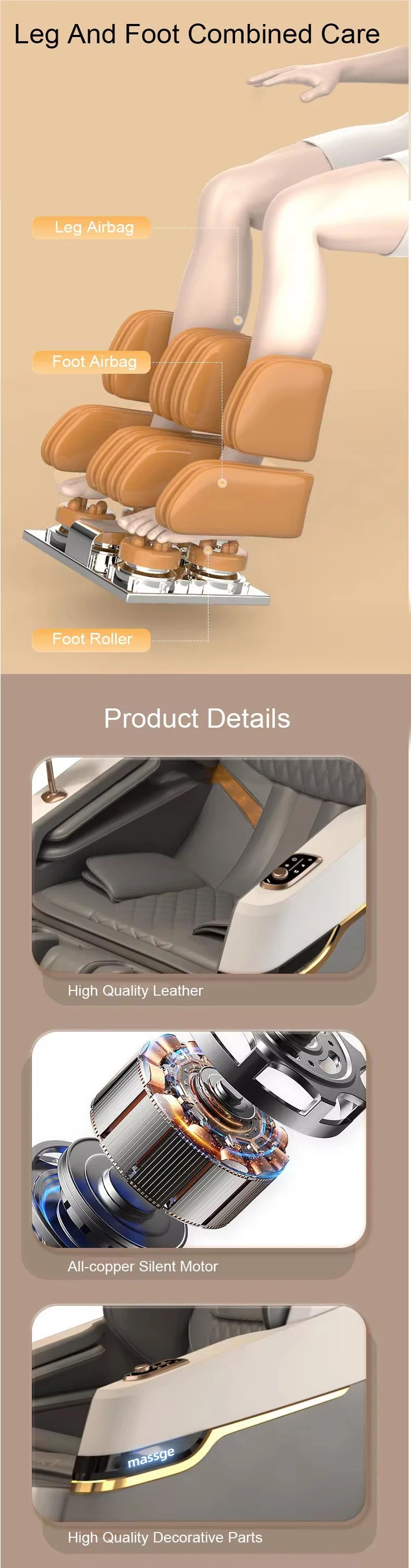 3 Year Warranty 4D SL Track Massage Chair Zero Gravity Massage Recliner Full Body Airbag Massage Sofa Touch Screen Office chair