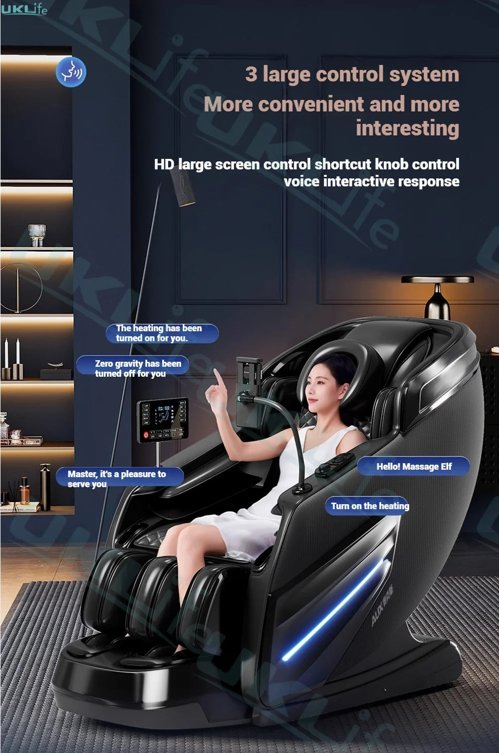 6D Jade 6-Roller Massage Chair w/ Thai Stretch, Zero Gravity & AI Voice - Shiatsu Recliner for Home/Office, 3-Year Warranty