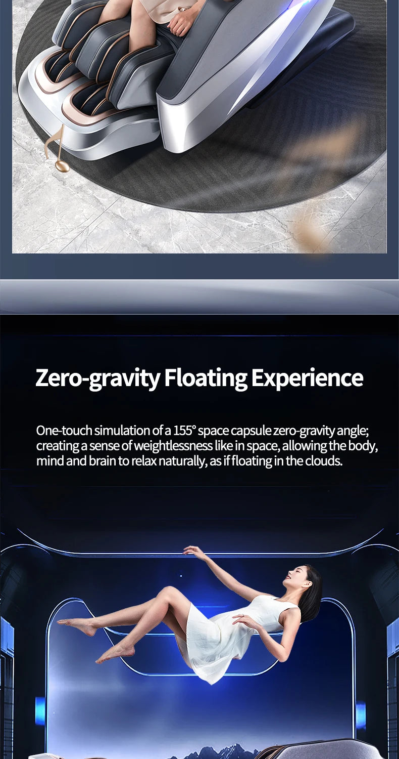 Electric Zero Gravity Massage Chair Leisure Sofa with Longer SL Track Full Body Airbag Knead Shiatsu Calf Roller for Relaxation