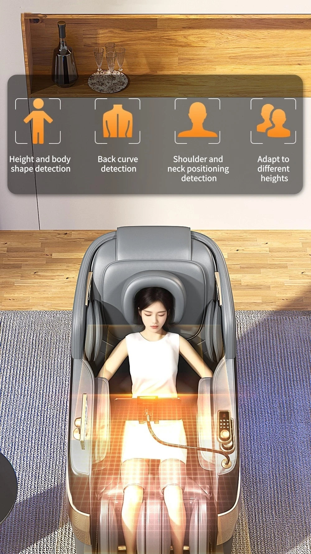 Jade-Inspired 4D Flex Mechanism SL-Track Massage Chair Lotus-Silicone Massage Nodes with Calf Kneading Roller Home Leisure Sofa