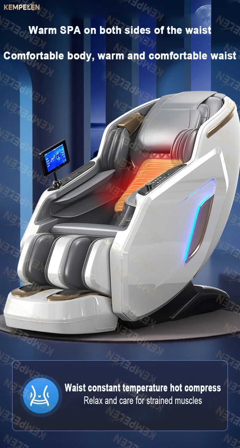 4D Full Body Massage Chair Zero Gravity Thai Stretch Heat Therapy Airbag Compression AI Voice Control for Home Office