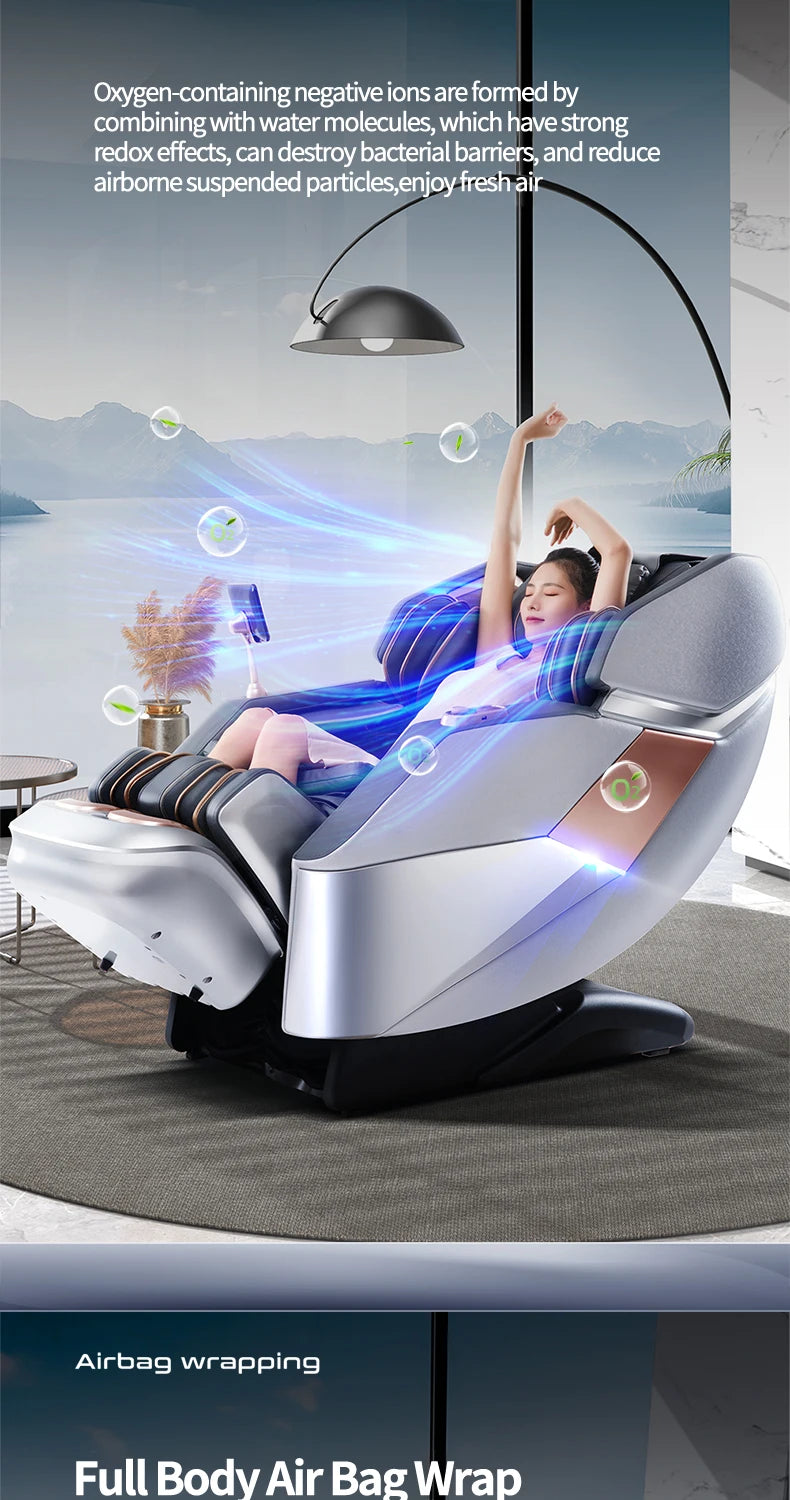 Electric Zero Gravity Massage Chair Leisure Sofa with Longer SL Track Full Body Airbag Knead Shiatsu Calf Roller for Relaxation