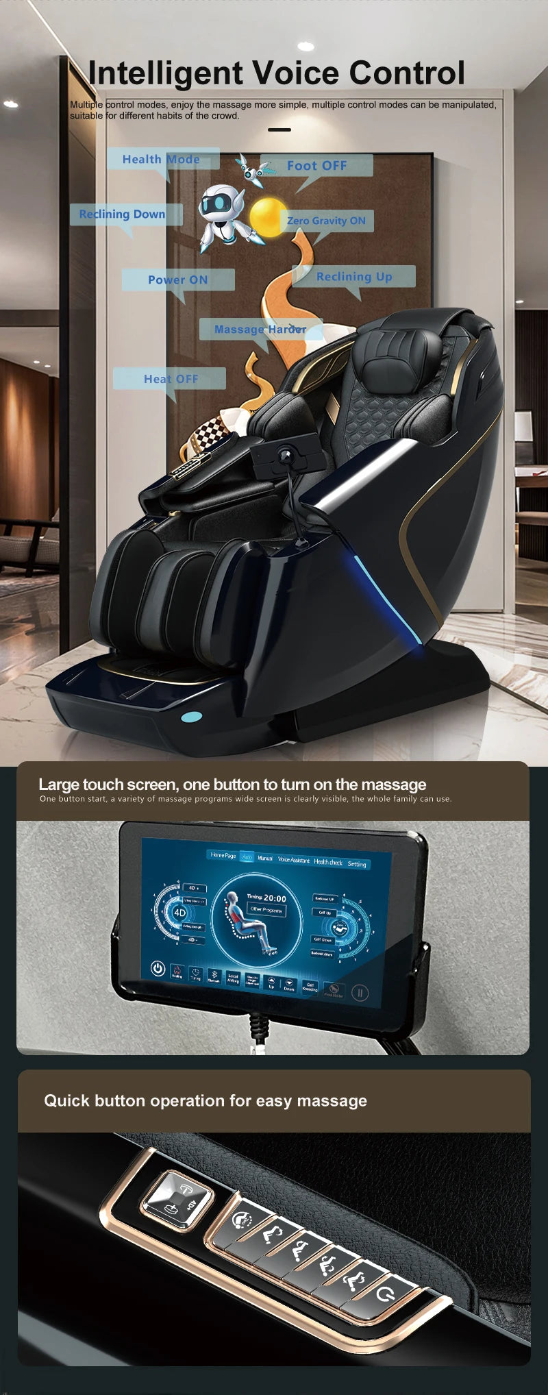 USA Local Delivery 135cmSL Shiatsu 4D Heating Airbag Zero Gravity full body Massage Chair Home Office Chair