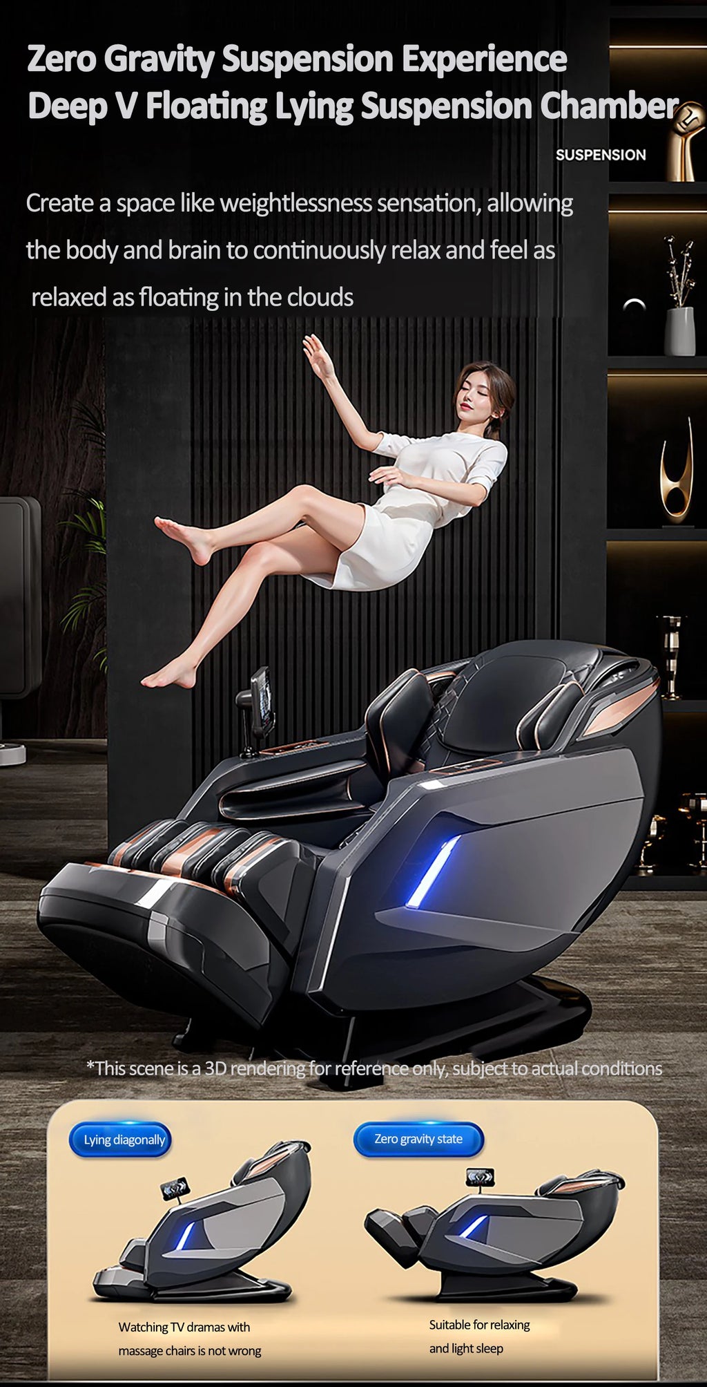 Best 4d Zero Gravity Massage Chair With SL Rail Design Full Body Airbag Massage Foot Rollers Bluetooth Audio Relaxation