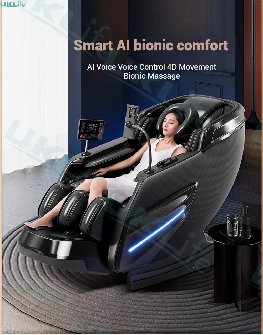 6D Jade 6-Roller Massage Chair w/ Thai Stretch, Zero Gravity & AI Voice - Shiatsu Recliner for Home/Office, 3-Year Warranty