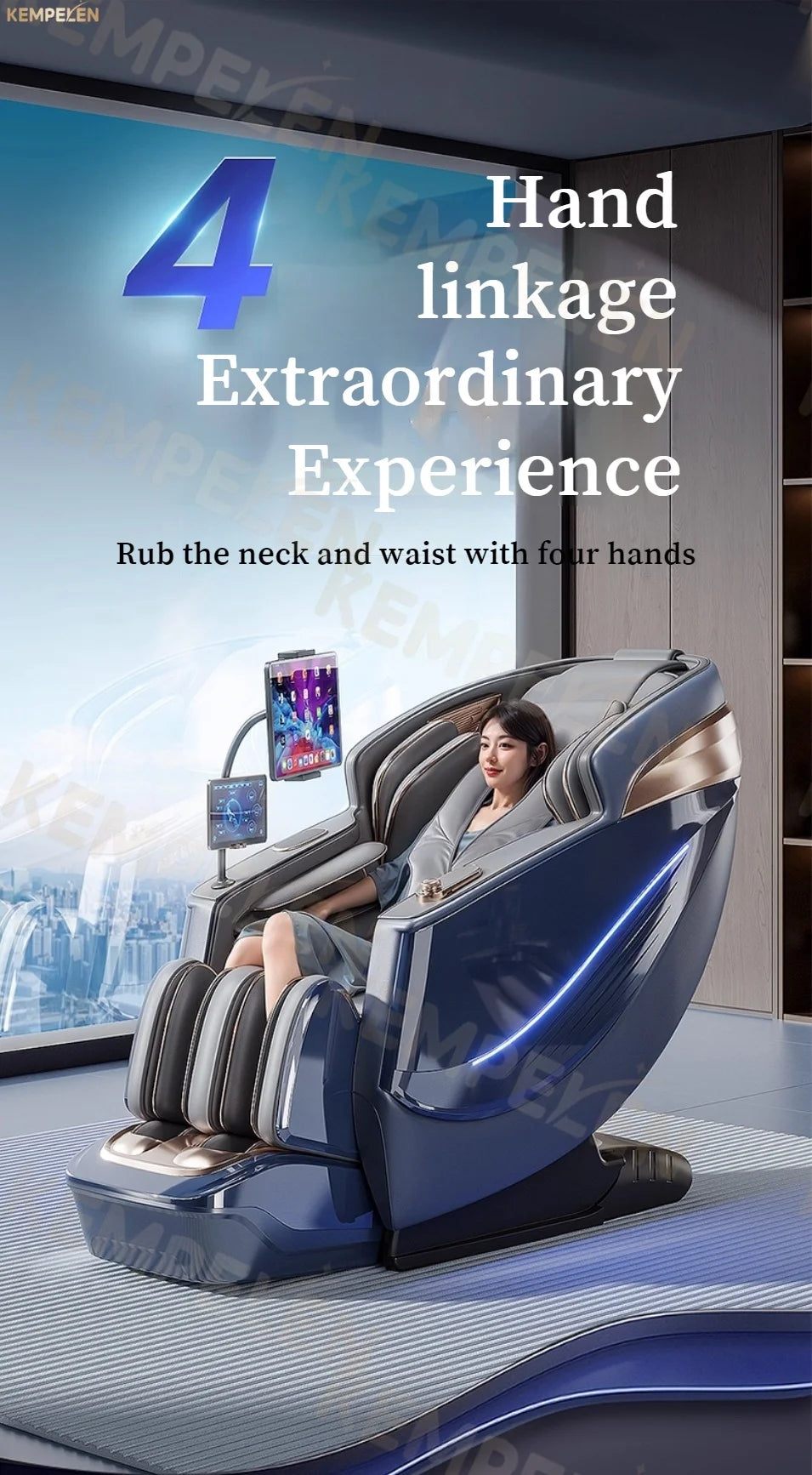 4D Full Body Massage Chair AI Voice Control Zero Gravity Thai Stretch Foot Scraping Blood Oxygen Monitor Home Relaxation