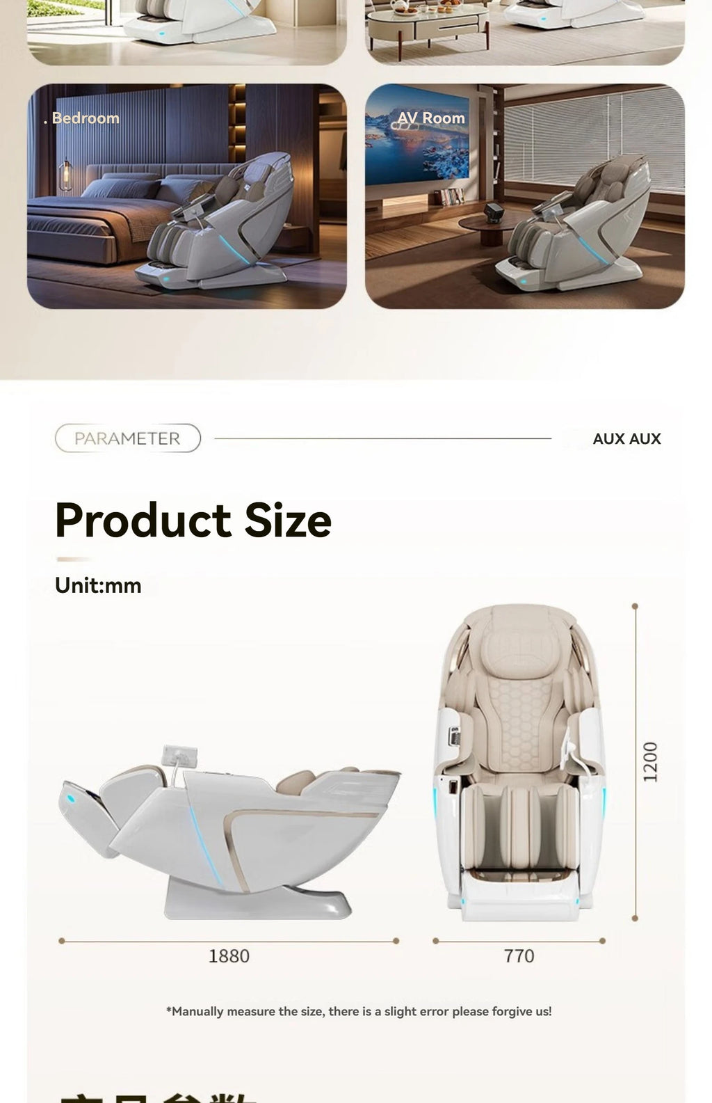 4D+4D Electric Massage Chair Full Body 24 Modes Zero Gravity SL-Track Shiatsu Smart Auto Massage Chairs with Heat System Massage