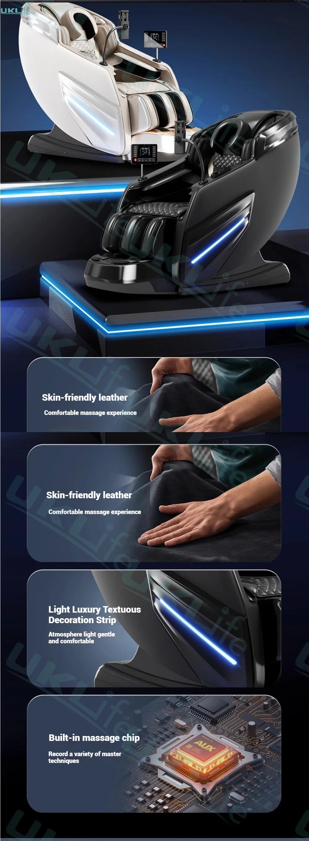 6D Jade 6-Roller Massage Chair w/ Thai Stretch, Zero Gravity & AI Voice - Shiatsu Recliner for Home/Office, 3-Year Warranty