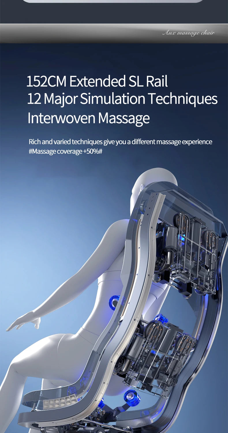 Electric Zero Gravity Massage Chair Leisure Sofa with Longer SL Track Full Body Airbag Knead Shiatsu Calf Roller for Relaxation