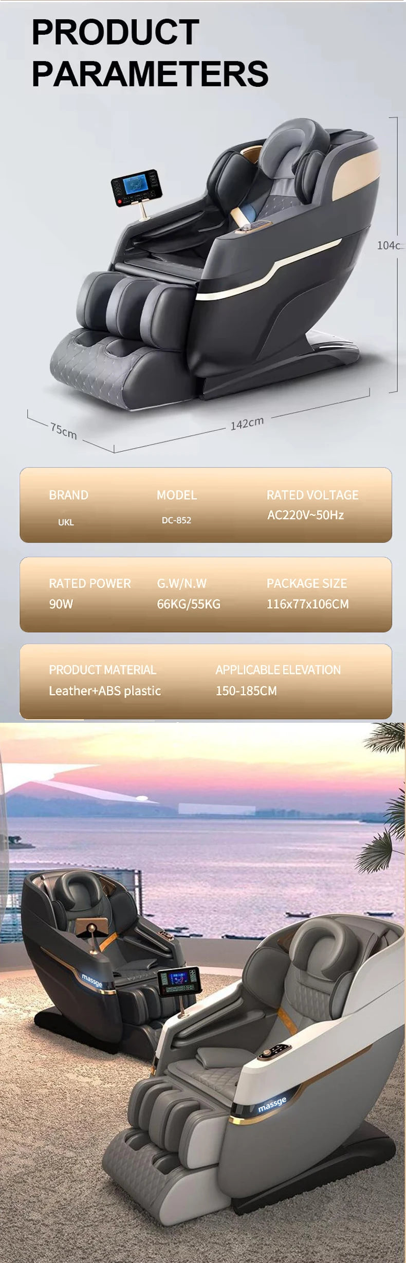 3 Year Warranty 4D SL Track Massage Chair Zero Gravity Massage Recliner Full Body Airbag Massage Sofa Touch Screen Office chair