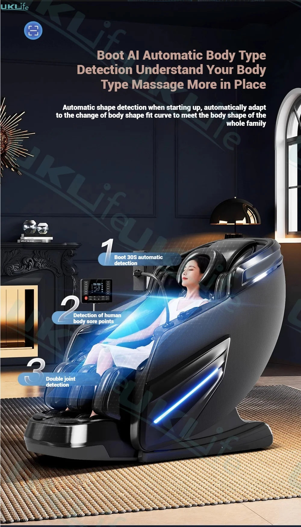 6D Jade 6-Roller Massage Chair w/ Thai Stretch, Zero Gravity & AI Voice - Shiatsu Recliner for Home/Office, 3-Year Warranty