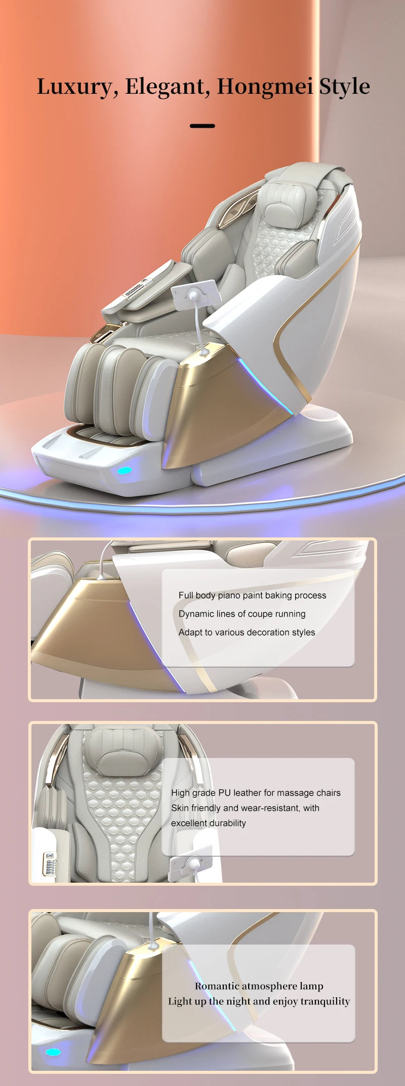 4D+4D Electric Massage Chair Full Body 24 Modes Zero Gravity SL-Track Shiatsu Smart Auto Massage Chairs with Heat System Massage