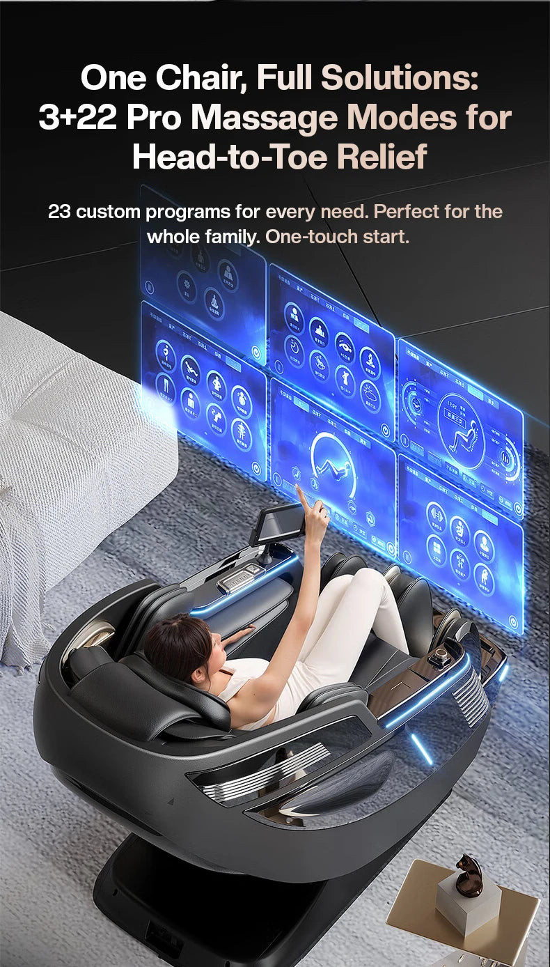 Dual Core Massage Chair Full Body 4D+3D Zero Gravity SL-Track Shiatsu Smart Massage Recliner Chairs with Body Scan, Heating