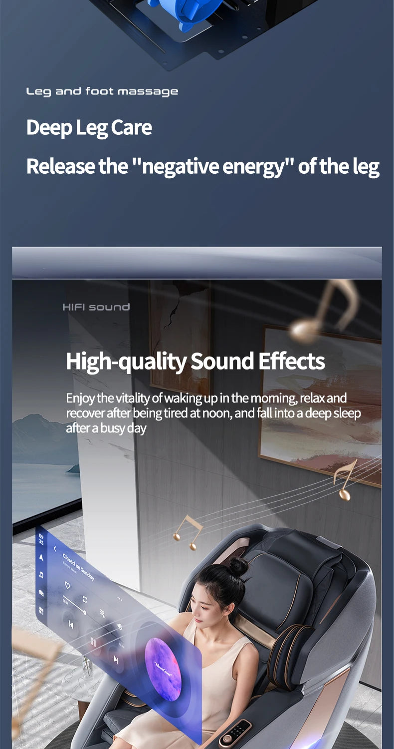 Electric Zero Gravity Massage Chair Leisure Sofa with Longer SL Track Full Body Airbag Knead Shiatsu Calf Roller for Relaxation