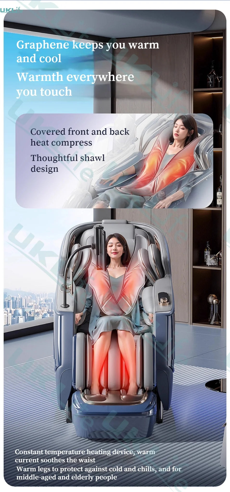 Dual Core 6D Massage Chair with SL Track, Heating Shawl, Thai Stretch & AI Voice - Full Body Zero Gravity Recliner