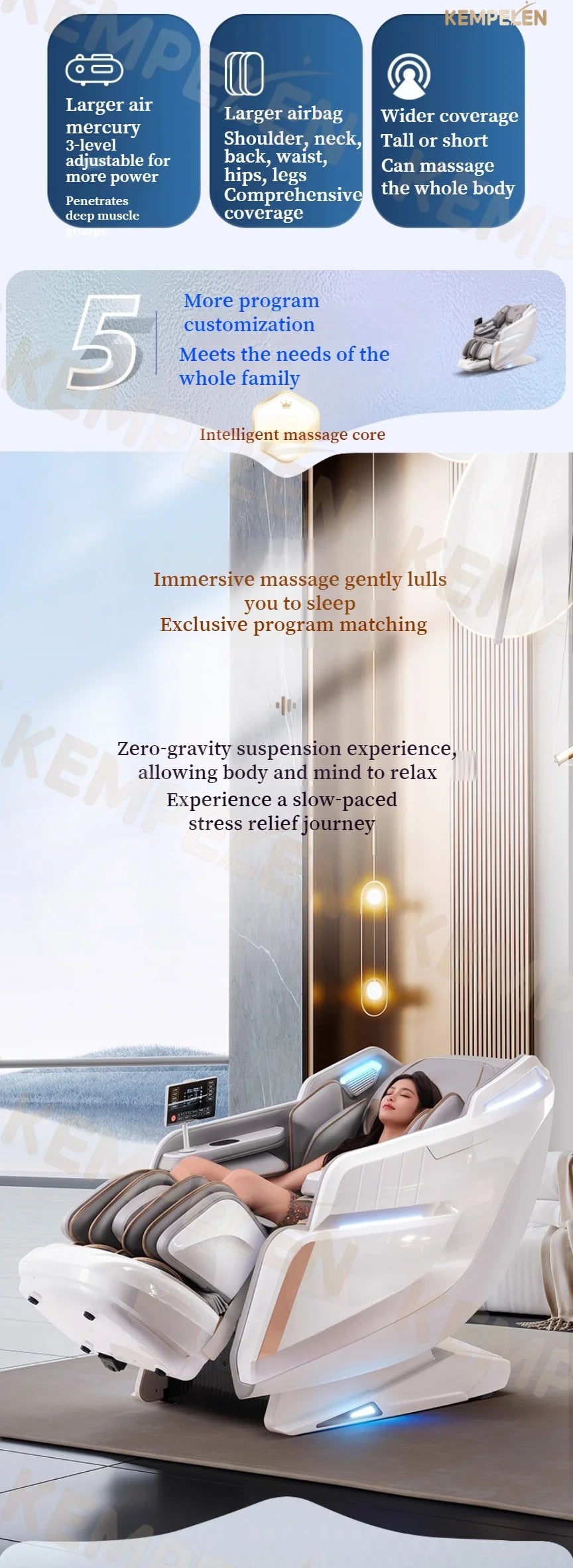 3D Massage Chair SL Track with AI Voice Control | Thai Stretch, Heating, Full Body Airbags, Foot Rollers, Bluetooth Music