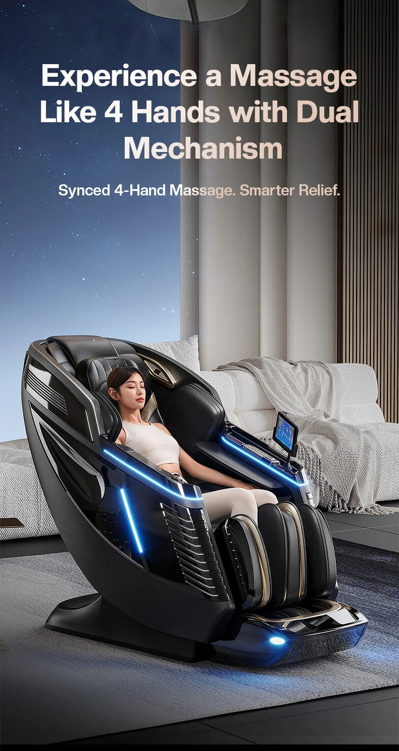 Dual Core Massage Chair Full Body 4D+3D Zero Gravity SL-Track Shiatsu Smart Massage Recliner Chairs with Body Scan, Heating