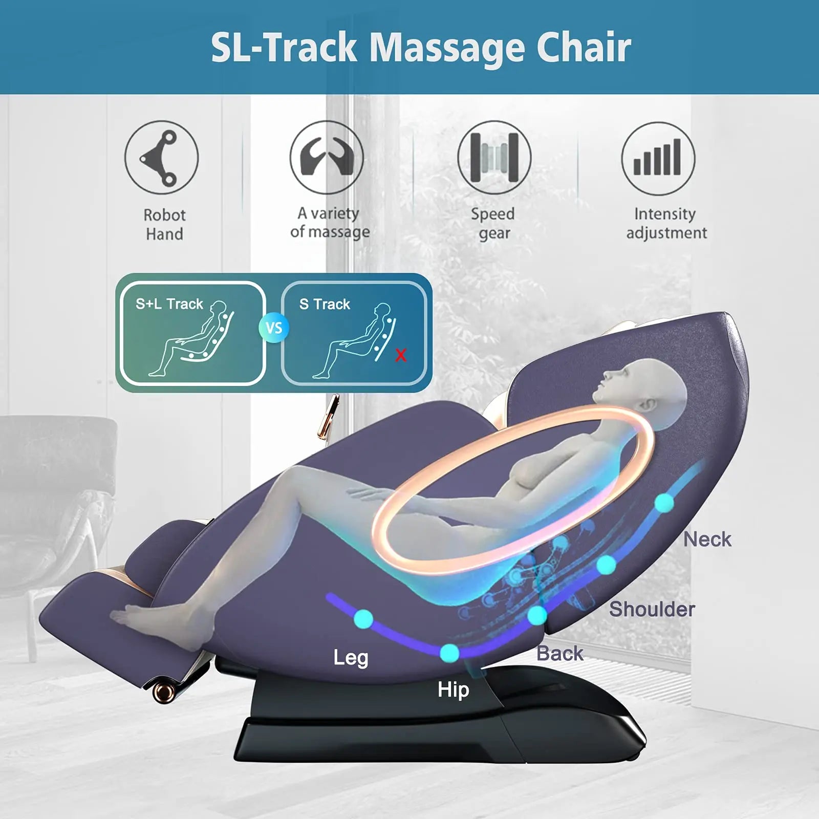 APP Control 4D Massage Chairs SL-Track Full Body Shiatsu Recliner Zero Gravity Massager with Yoga Stretching Foot Massage Roller