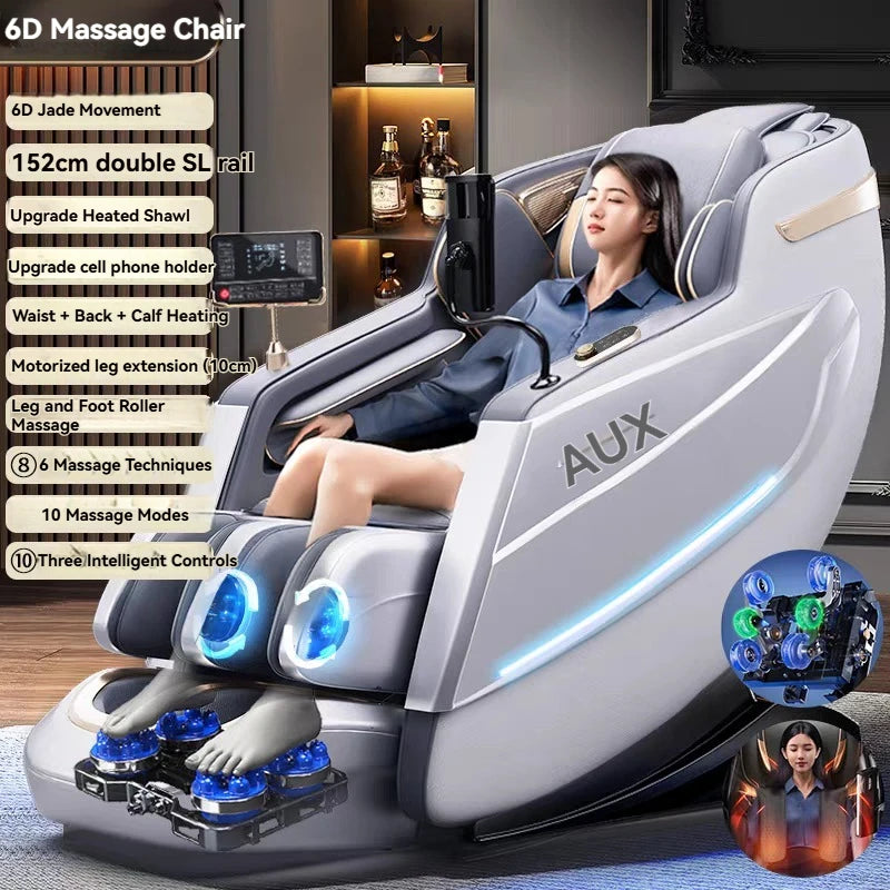 6D+6D Massage Chair Full Body Zero Gravity SL-Track Shiatsu Heating Massage Chairs with Body Scan Yoga Stretch Calf Extension