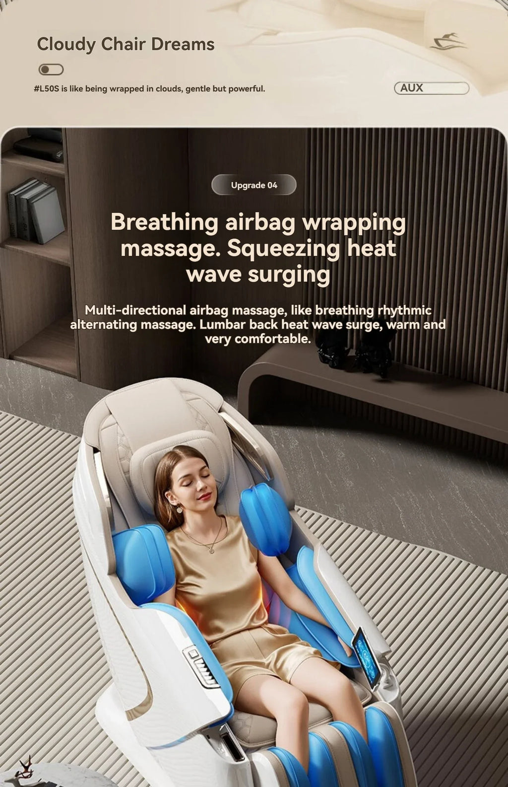 4D+4D Electric Massage Chair Full Body 24 Modes Zero Gravity SL-Track Shiatsu Smart Auto Massage Chairs with Heat System Massage