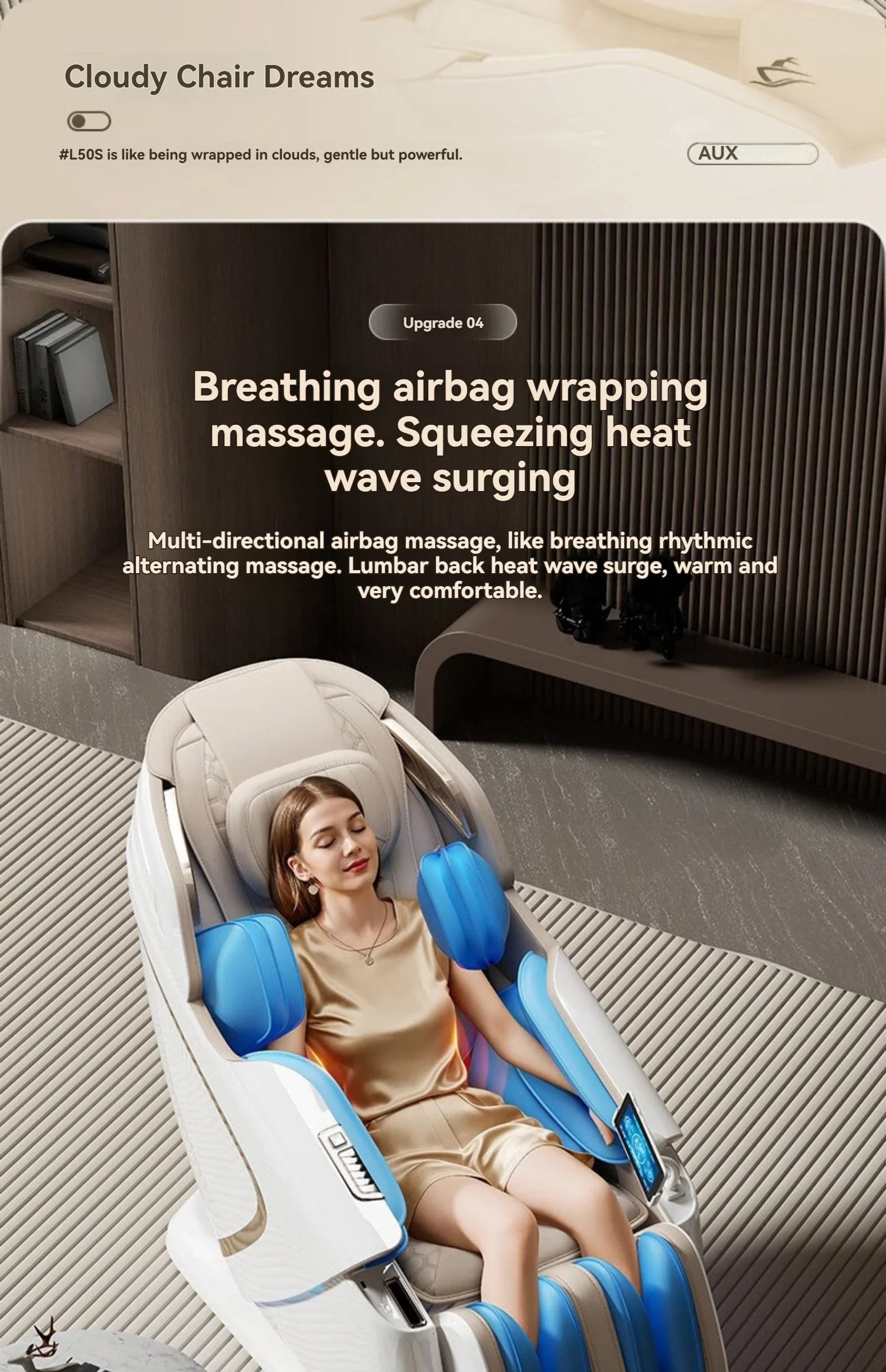 4D+4D Electric Massage Chair Full Body 24 Modes Zero Gravity SL-Track Shiatsu Smart Auto Massage Chairs with Heat System Massage