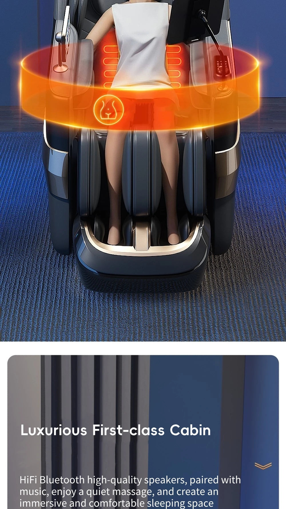 Jade-Inspired 4D Flex Mechanism SL-Track Massage Chair Lotus-Silicone Massage Nodes with Calf Kneading Roller Home Leisure Sofa