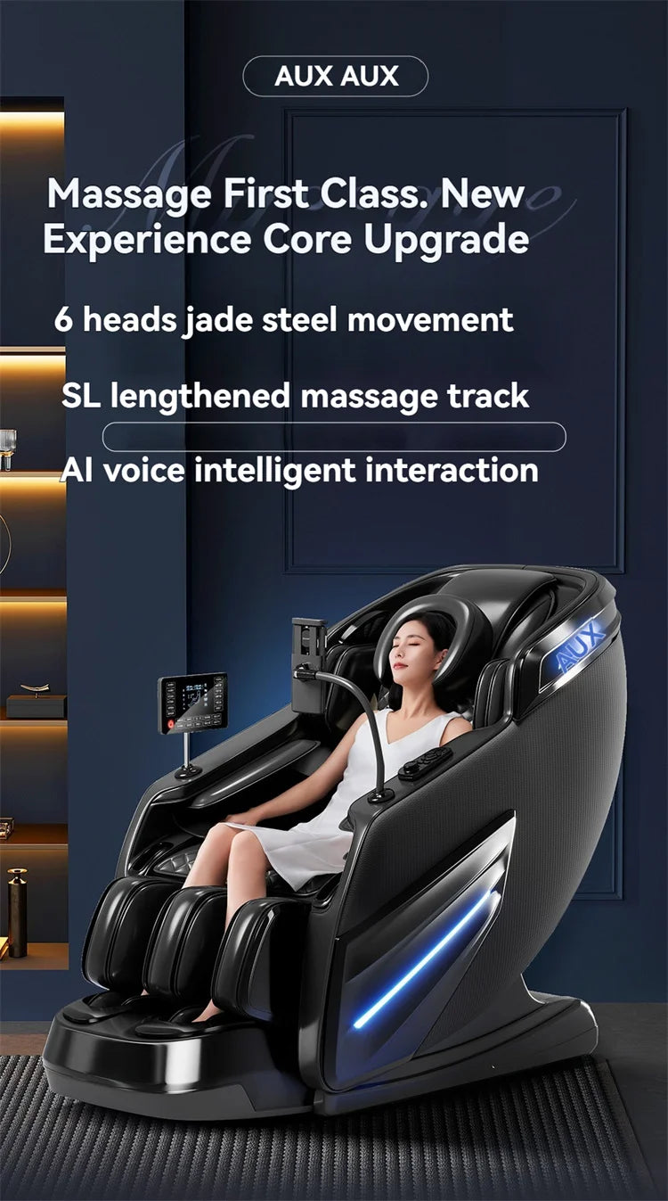 6D Smart Full Body Massage Chair Zero Gravity Relaxing Massage Recliner Chairs with SL-Track Bluetooth Speaker Heating Massage