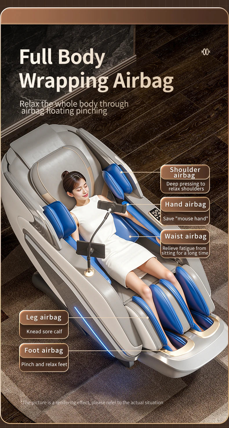 New Upgraded Super-large Cockpit Massage Chair Zero Gravity 4D Full Body Automatic Multifunction Intelligent Home Recliner Sofa
