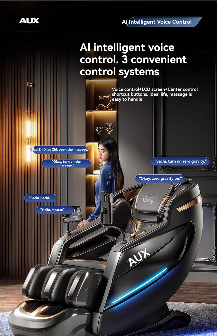 6D+6D Massage Chair Full Body Zero Gravity SL-Track Shiatsu Heating Massage Chairs with Body Scan Yoga Stretch Calf Extension