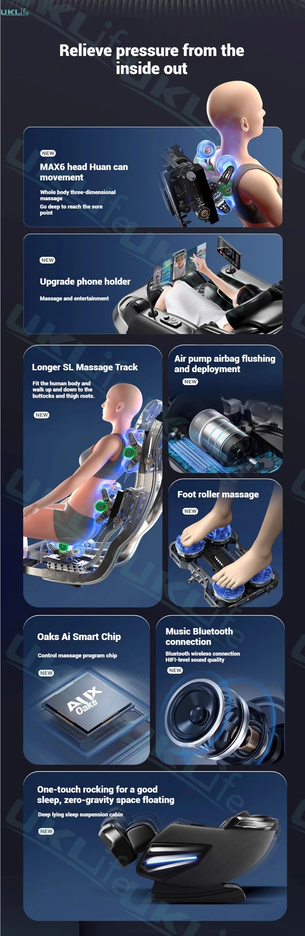 6D Jade 6-Roller Massage Chair w/ Thai Stretch, Zero Gravity & AI Voice - Shiatsu Recliner for Home/Office, 3-Year Warranty