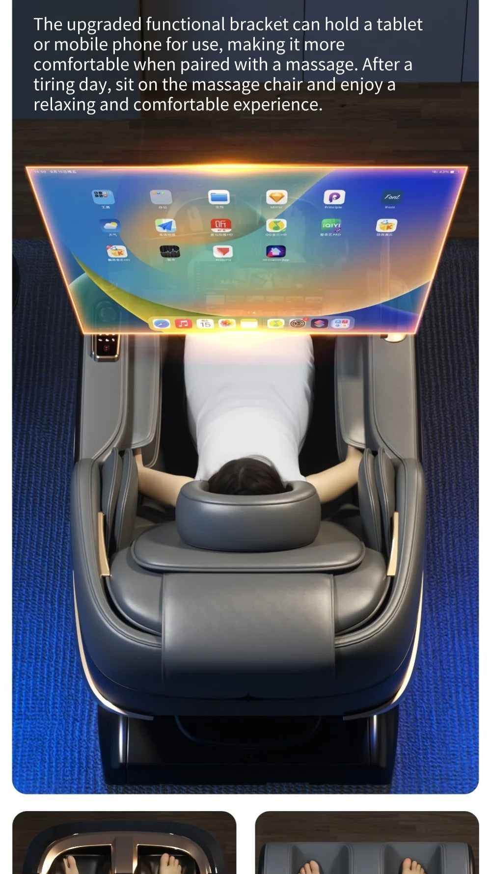 Jade-Inspired 4D Flex Mechanism SL-Track Massage Chair Lotus-Silicone Massage Nodes with Calf Kneading Roller Home Leisure Sofa